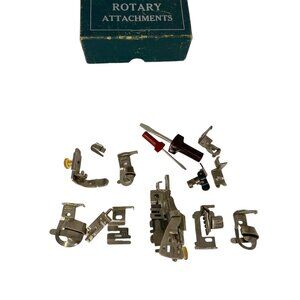 Greist sewing machine rotary attachments lot ruffler hemmer zipper foot